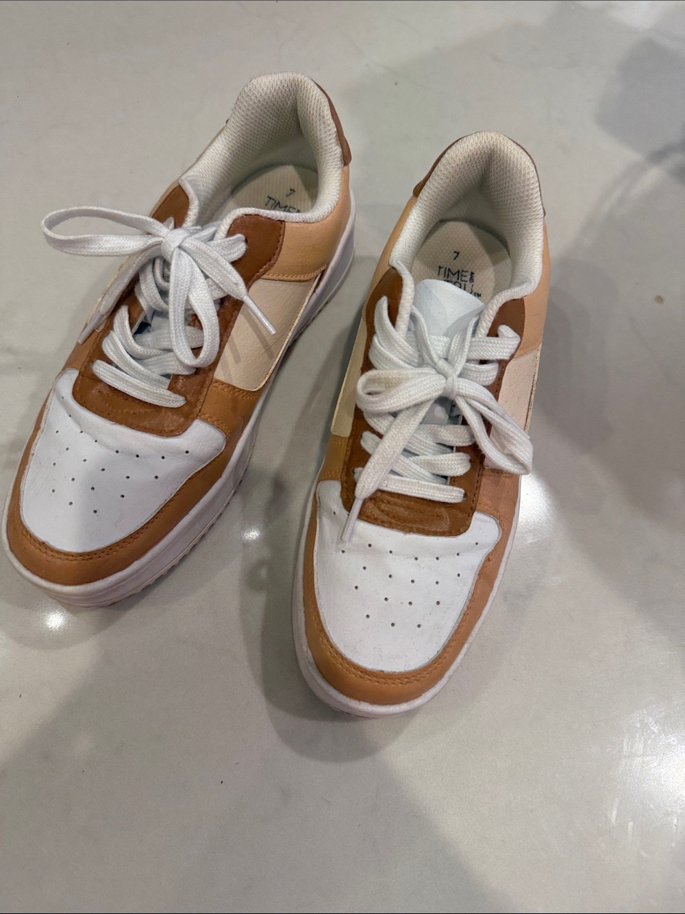 Time and Tru White and Tan Women's Athletic Sneakers